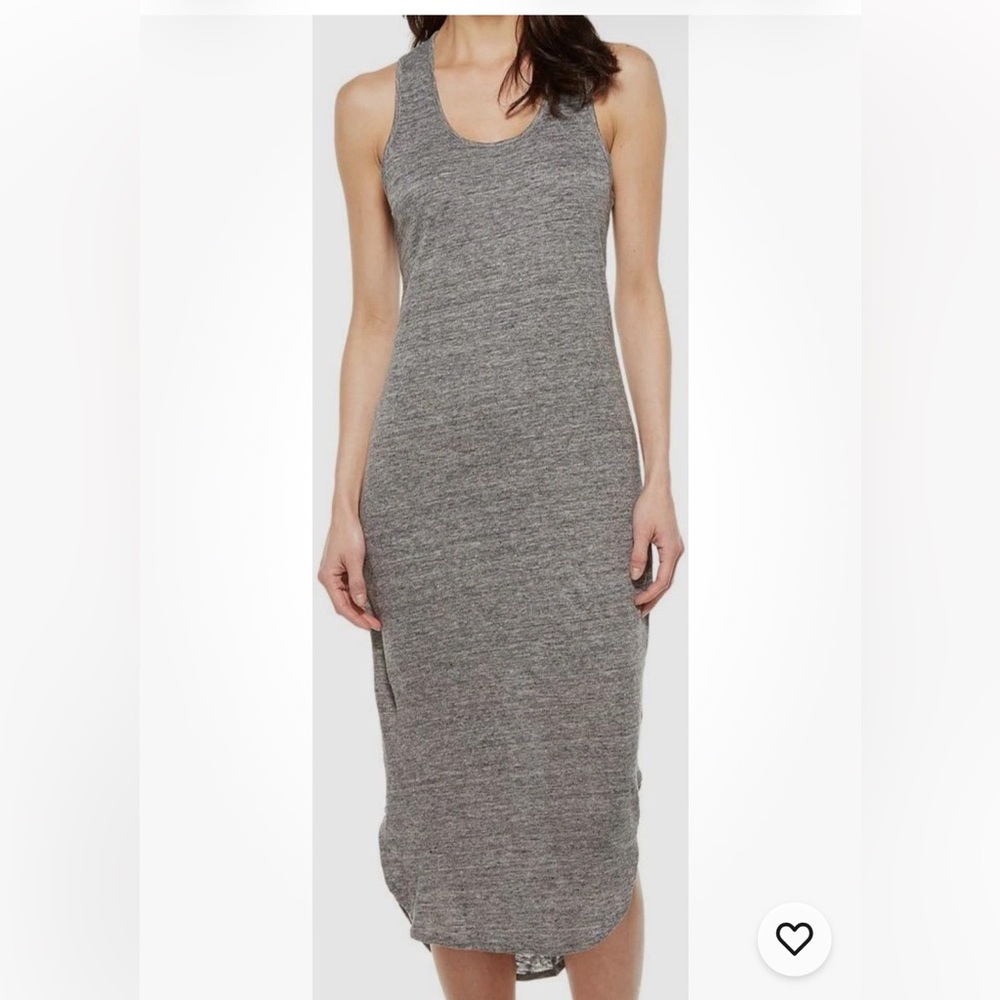 Alternative Apparel Midi Dress Gray Linen Sleeveless Lined Casual Size Medium